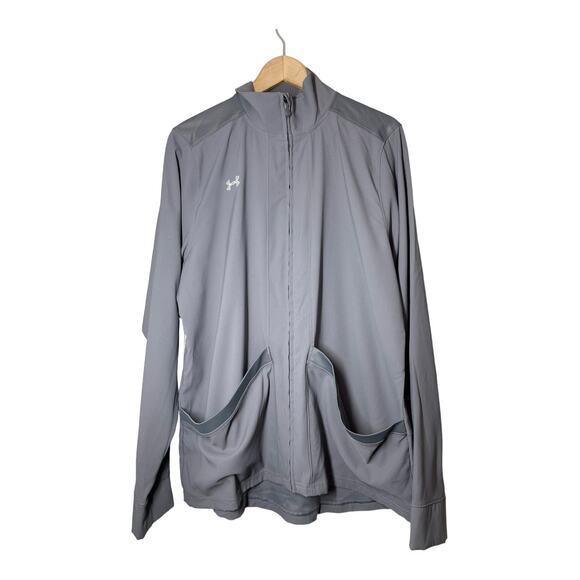 Under Armour Pre Game Woven Jacket Women XL Gray 1258832 Full Zip - Picture 1 of 5
